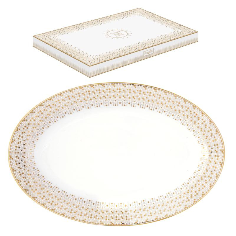 Vassoio ovale 35x23,5 cm in porc.in color box FESTIVE