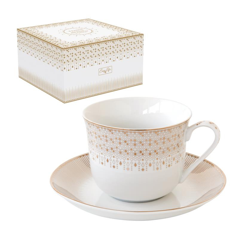 Tazza colazione c/piattino in porc.370 ml.in c.b. FESTIVE