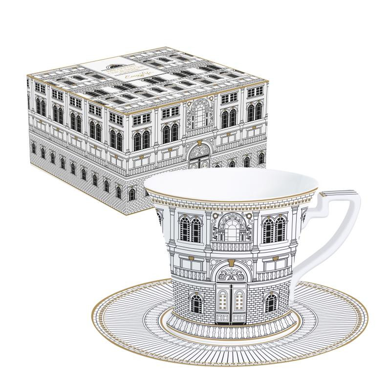 Tazza colazione c/piatt.350 ml in porcellana in color box PALAZZO