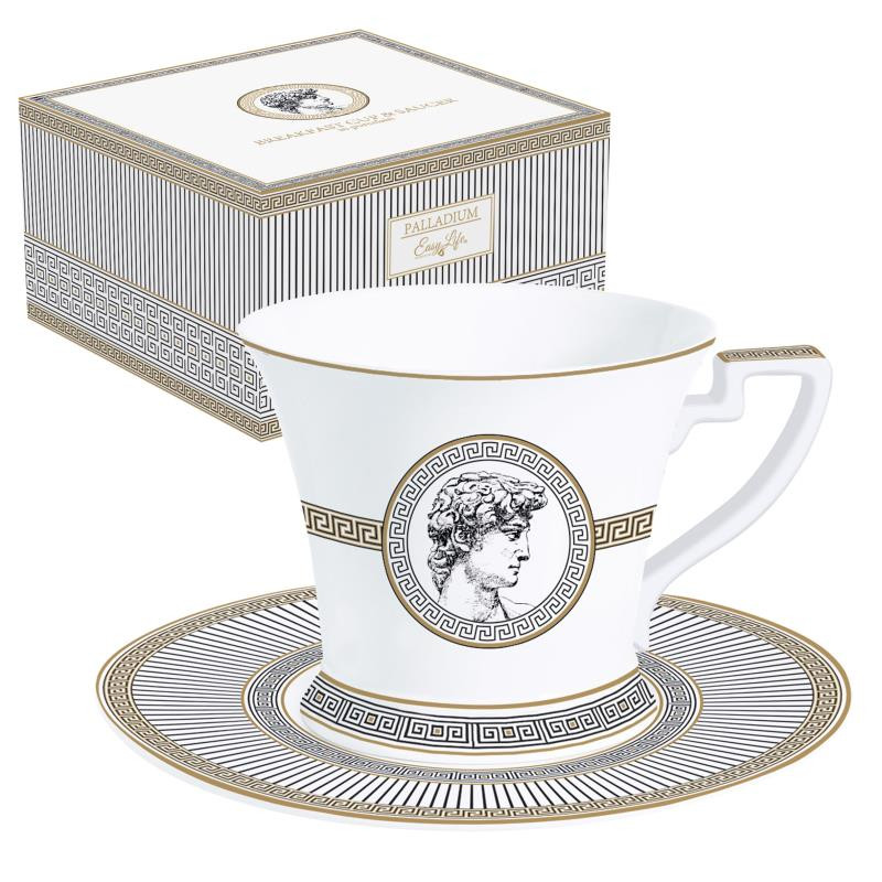 Tazza colazione c/piatt.350 ml in porcellana in color box PALLADIUM