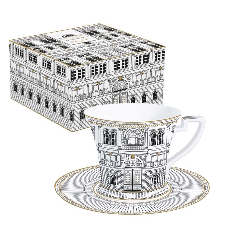 Tazza c/piatt.200 ml in porcellana in color box PALAZZO