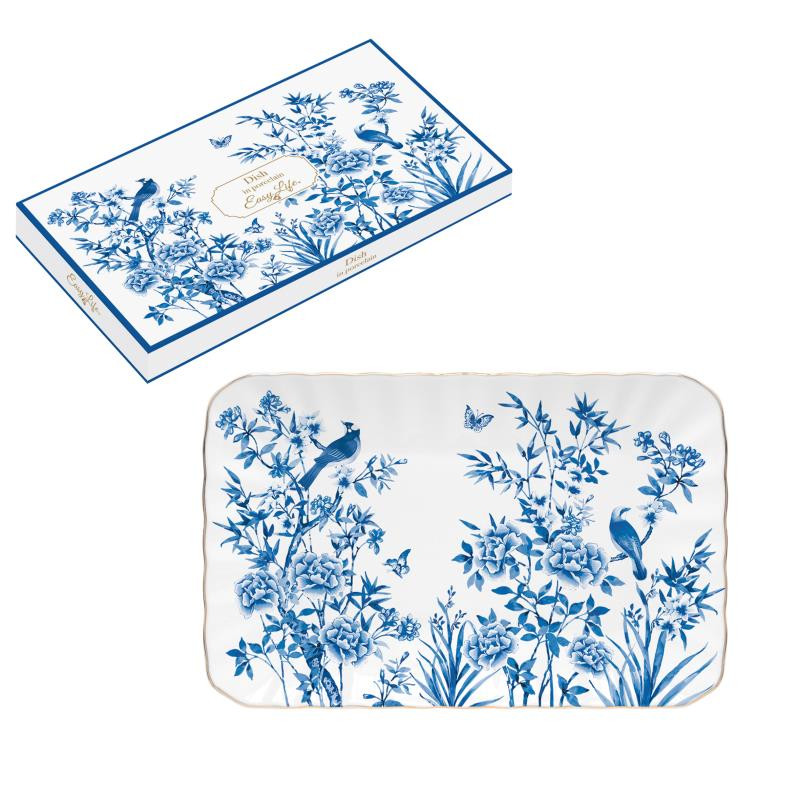 Piatto rett. 20x13 in porc.in color box PARADISE GARDEN