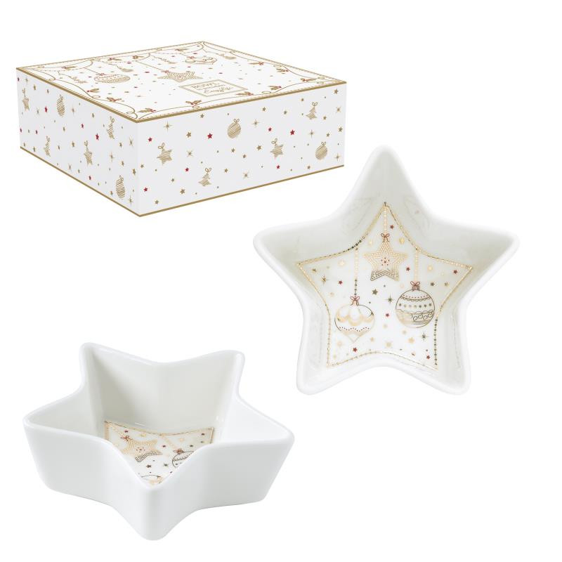 Ciotola a stella Ø 15 h 5 cm in porc.in color box CHRISTMAS LIGHTS