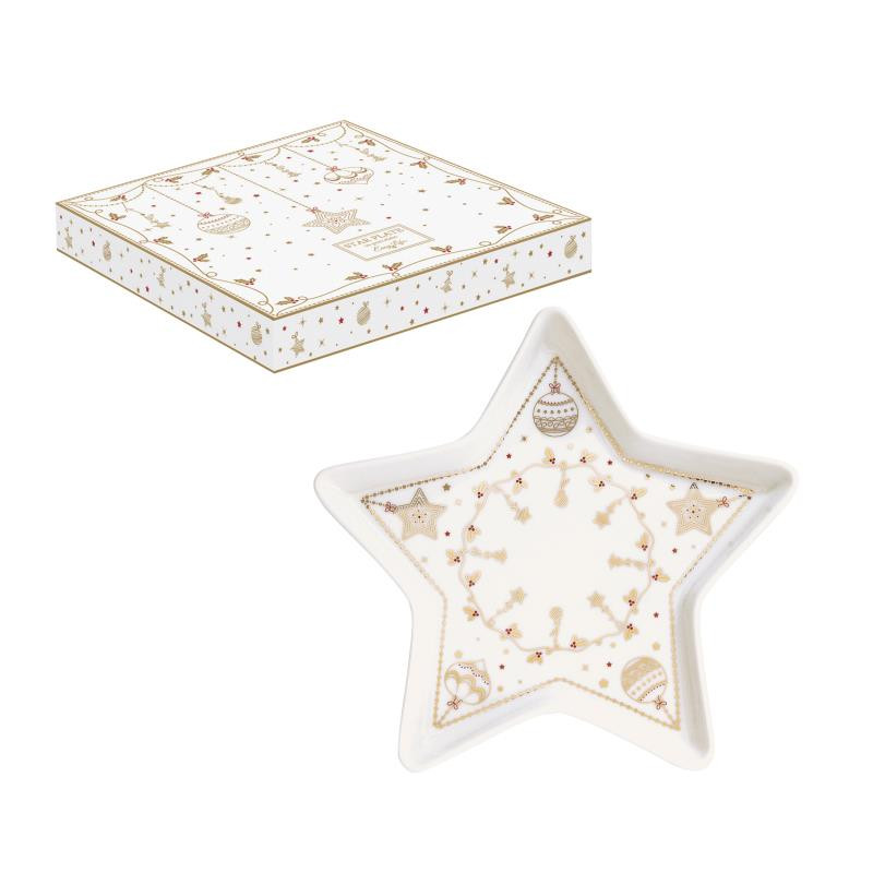 Piatto a stella Ø 19,5 cm in porc.in color box CHRISTMAS LIGHTS