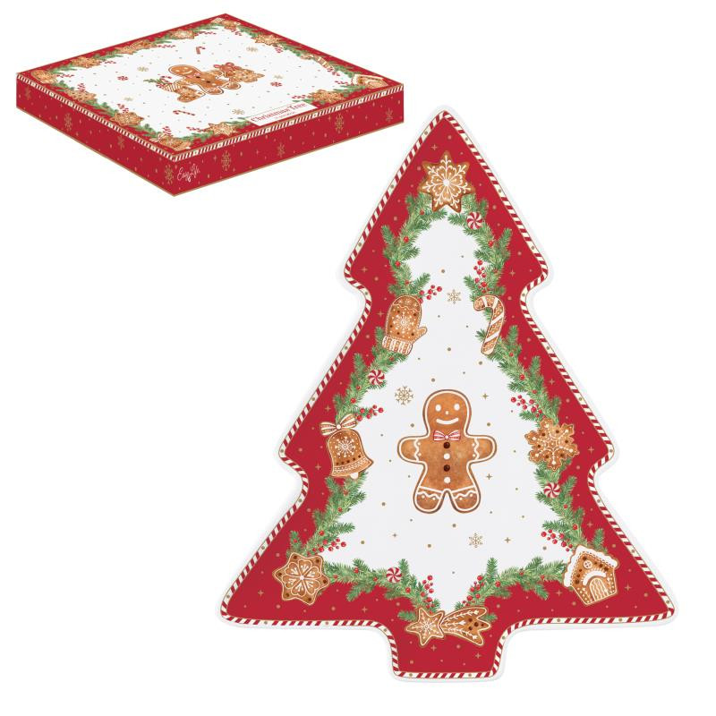 Dish in porcelain 20,5x25,5 cm in colour box FANCY GINGERBREAD