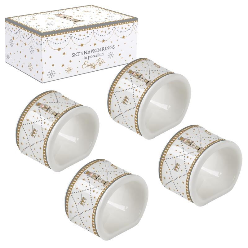 Set 4 legatovagliolo Ø 4,5 cm in porc.in color box ROYAL NUTCRACKER