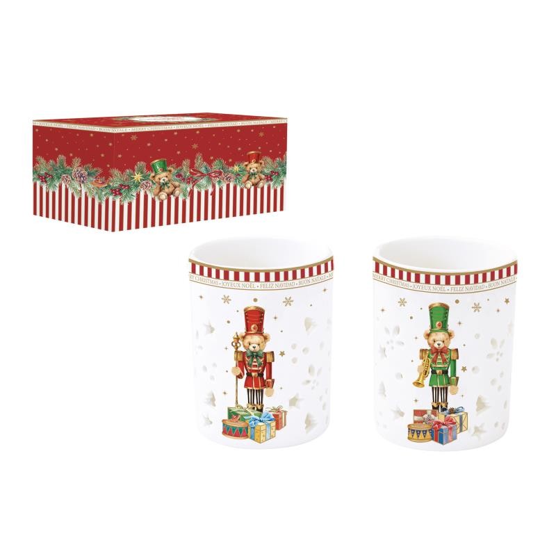 Set 2 tazzine espr.100 ml c/piattini e caffettiera in color box NUTCRACKER TWIST