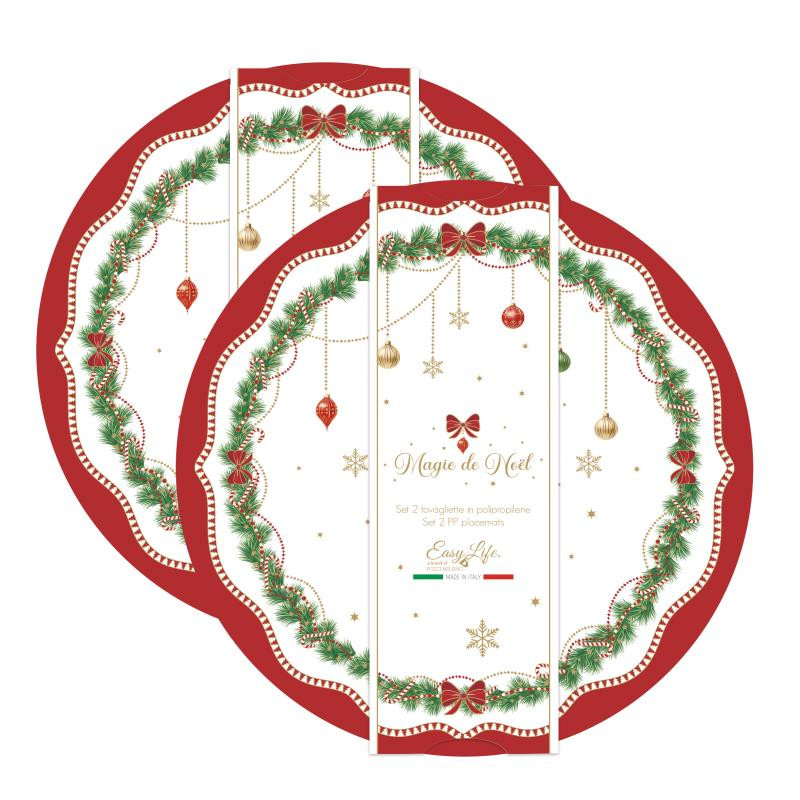 Set 2 tovagliette tonde in PP Ø 34,5 cm MAGIE DE NOEL