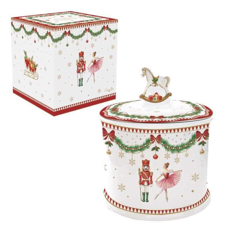 Biscottiera Ø 14 cm h 16,5 cm in porc.in c.b. MAGIE DE NOEL