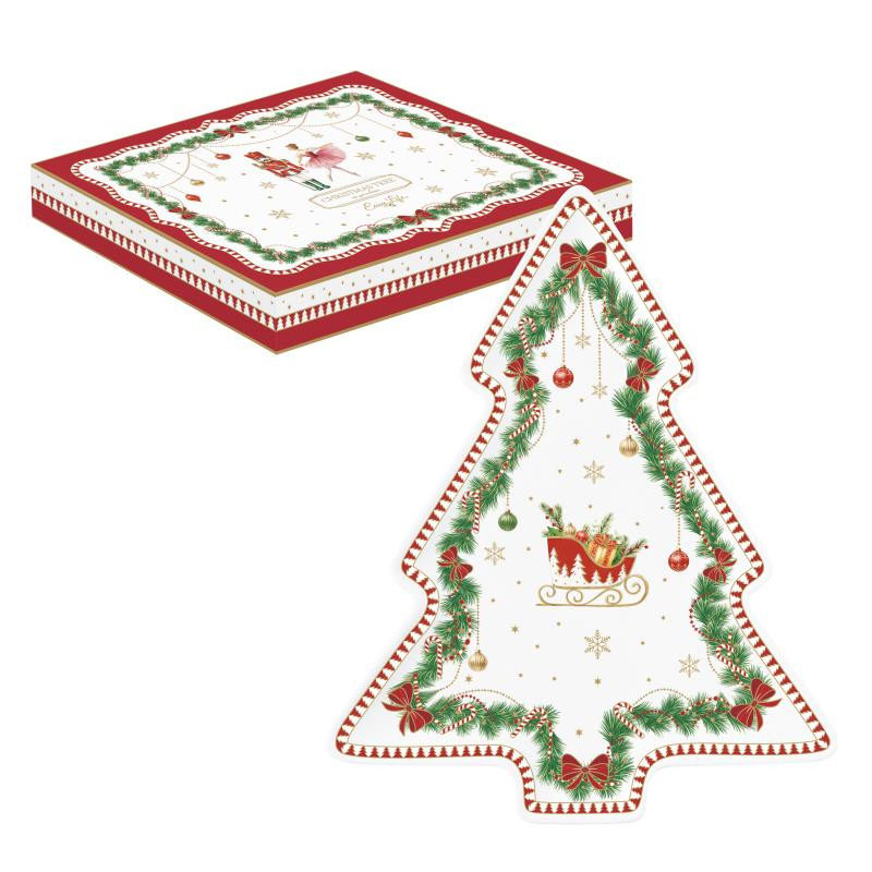 Piatto a forma abete 20,5x25,5 cm in porc.in color box MAGIE DE NOEL
