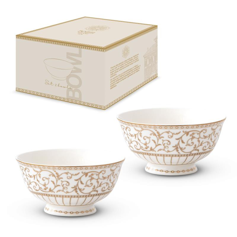 Set 2 ciotole Ø 11 cm in porc.NB in color box GOLDEN
