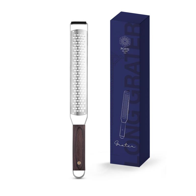 Long zester 37x4,5 cm in SS with handle in pakkawood BROWN