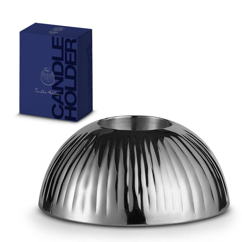 Portacandele doppia parete rigata Ø 10cm in color box Silver