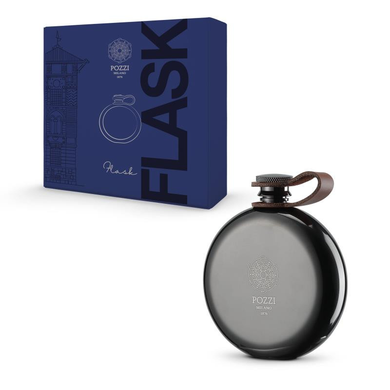 Stainless steel flask 150 ml col.gun metal black in gift box