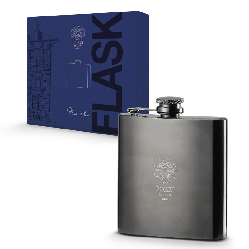 Stainless steel flask 180 ml col.gun metal black in gift box