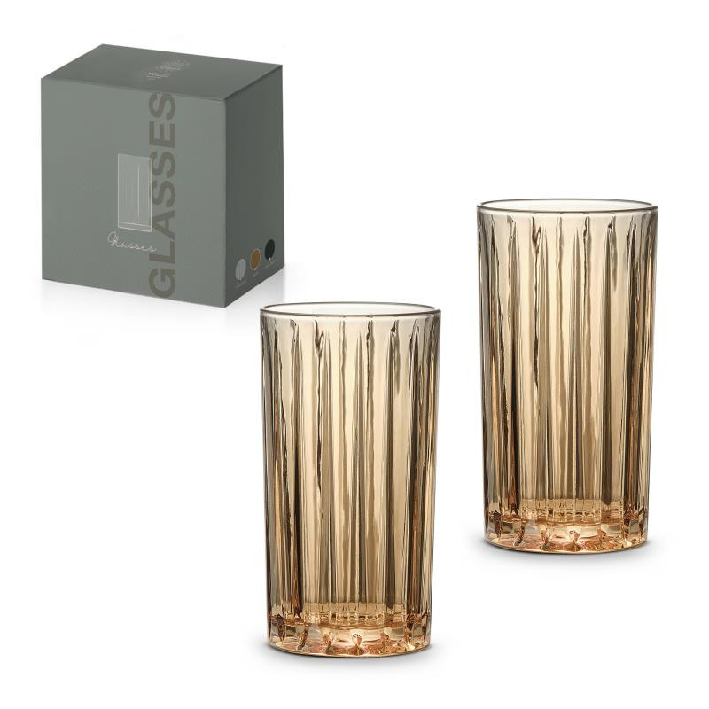 Set 2 bicchieri bibita 400 ml in color box AMBRA