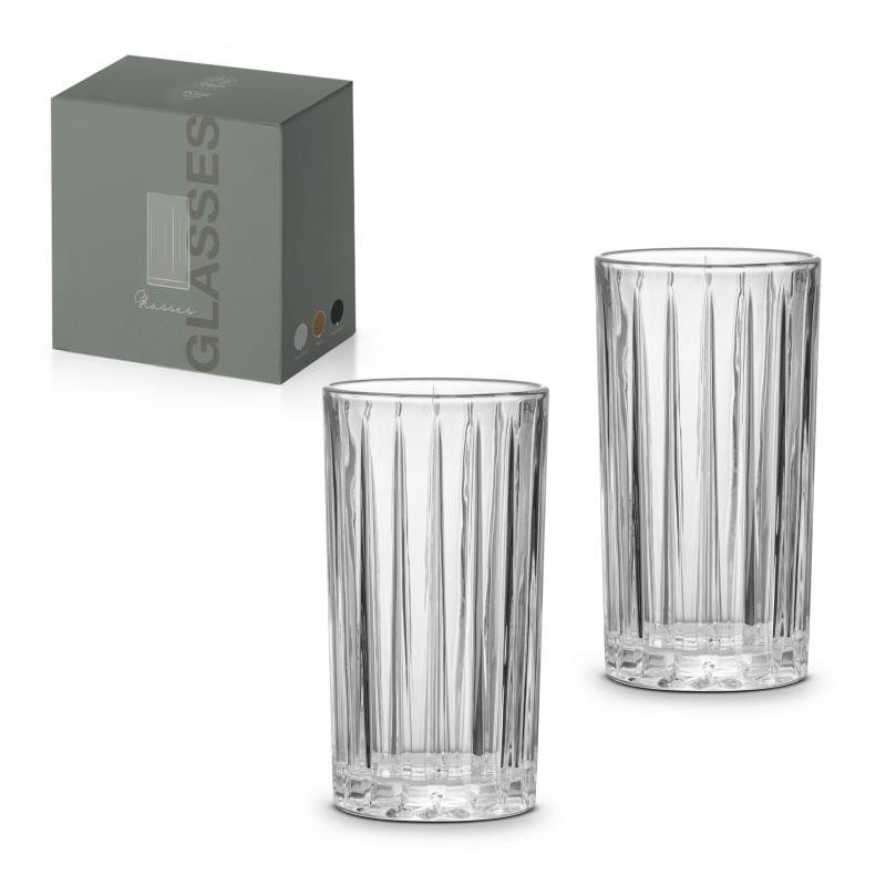 Set 2 bicchieri bibita 400 ml in color box TRASPARENTE