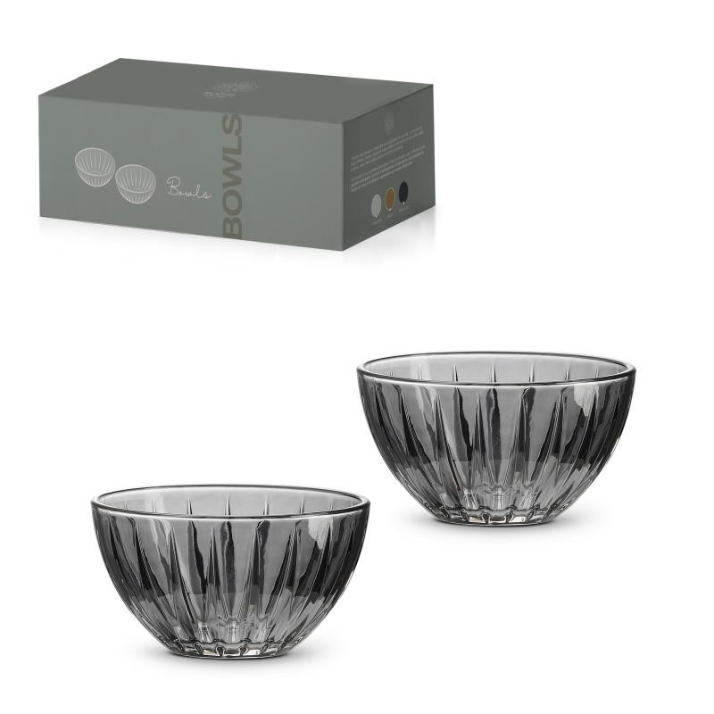 Set 2 ciotoline Ø 12  h 6,5 cm in color box SMOKE GREY