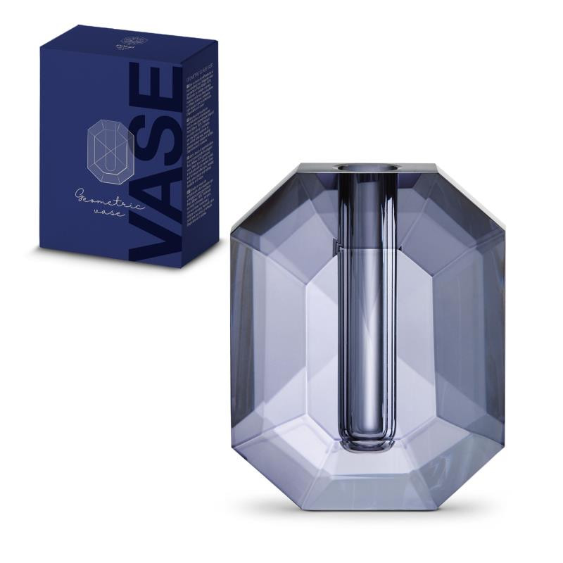 Vaso in vetro h 16 cm in color box BLU