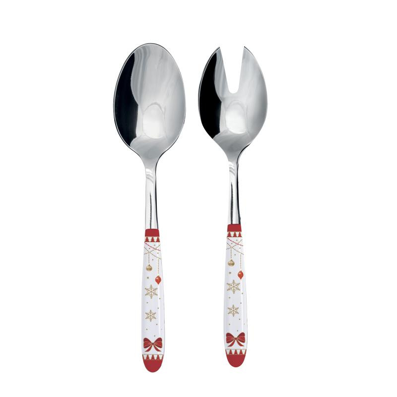 Set 2 posate insalata in acciaio con manico decorato MAGIE DE NOEL
