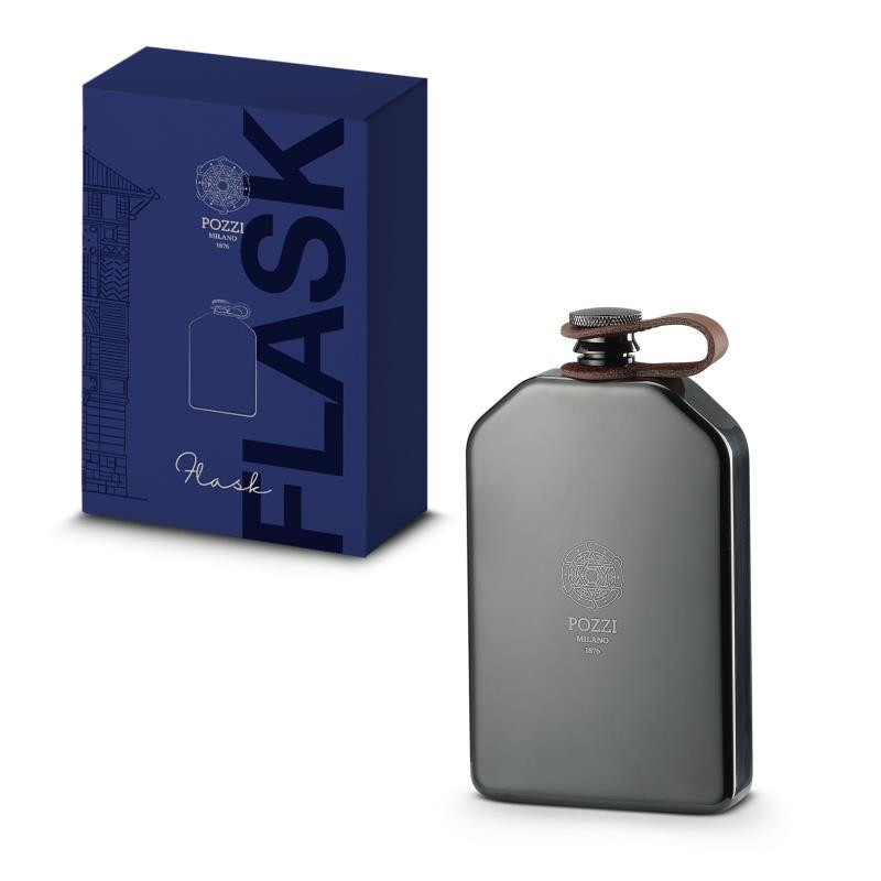 Stainless steel flask 240 ml col.gun metal black in gift box
