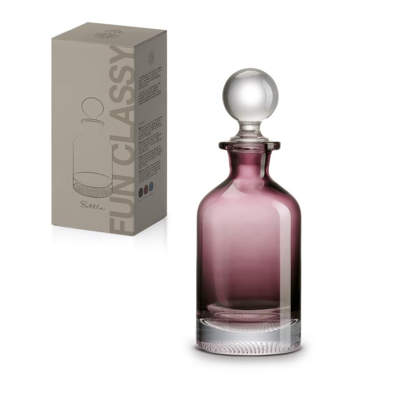 Bottiglia in vetro da 840 ml con coperchio trasparente in color box VIOLA
