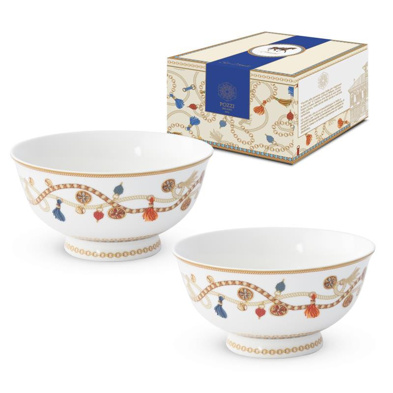 Set 2 ciotole Ø 11 cm in porc.NB in color box CHEVAL
