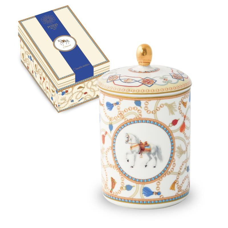 Candela profumata in vasetto di porcellana in gift box CHEVAL