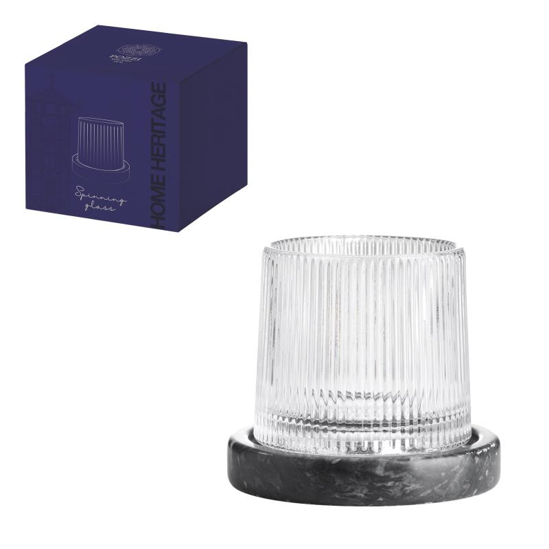 Bicchiere c/sottobicchiere in marmo nero in color box TRASPARENTE