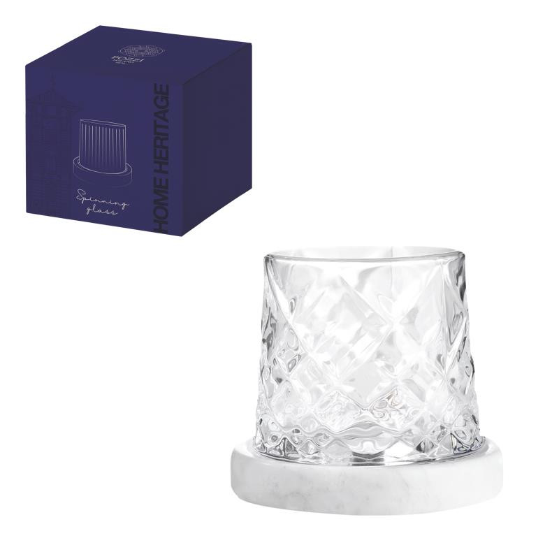 Bicchiere c/sottobicchiere in marmo grigio in color box TRASPARENTE