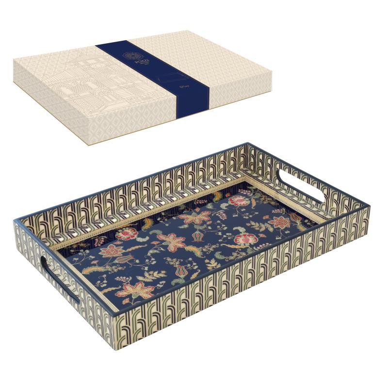 Vassoio rett.40x25,5x4,5 cm in MDF in c.b. PAISLEY BLUE