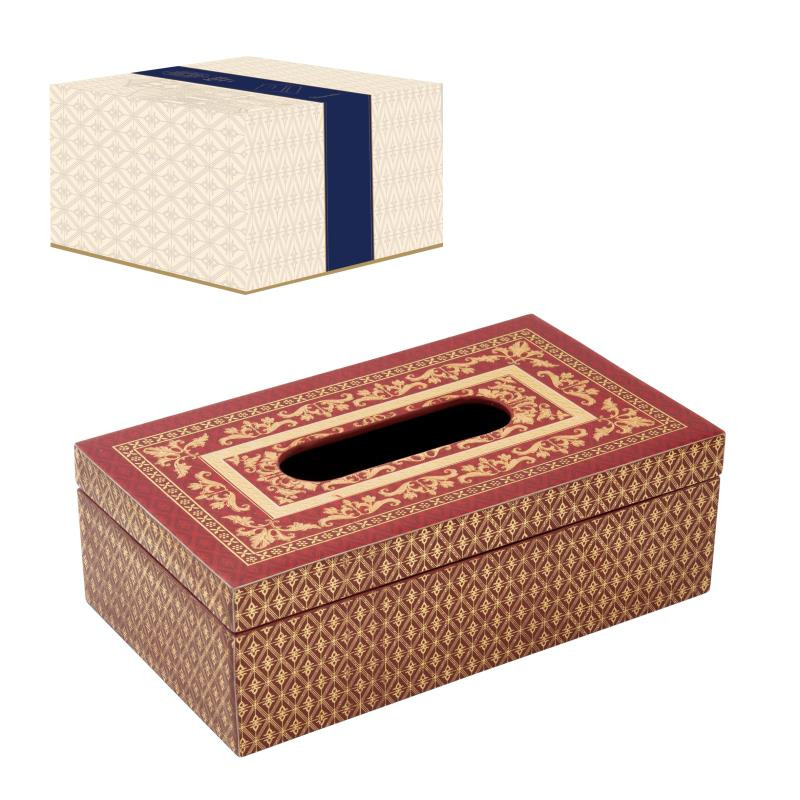 Scatola porta fazzoletti 24x14x8 cm in MDF in c.b. BAROQUE RED
