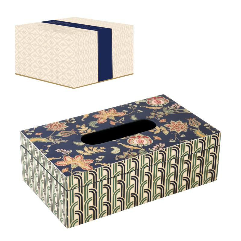 Scatola porta fazzoletti 24x14x8 cm in MDF in c.b. PAISLEY BLUE