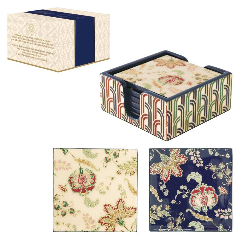 Set 6 sottobicchieri 10,5x10,5x4,5 cm in MDF in c.b. PAISLEY