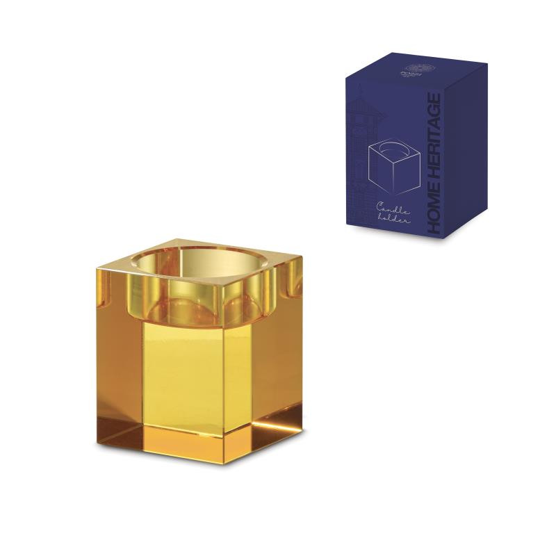 Portacandela in cristallo h 6 cm in color box AMBRA