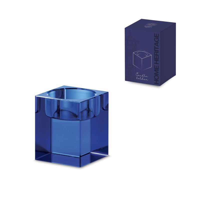 Portacandela in cristallo h 6 cm in color box DARK BLUE