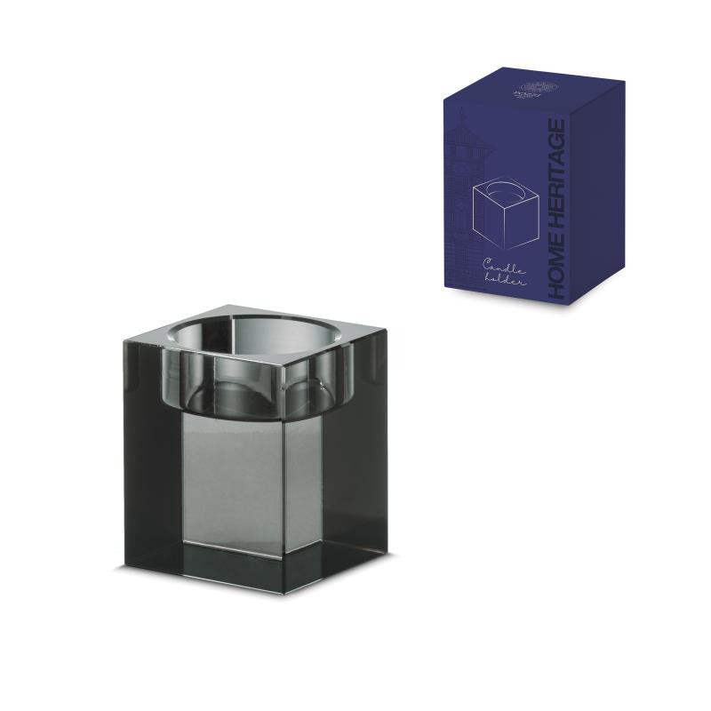Portacandela in cristallo h 6 cm in color box SMOKE GREY