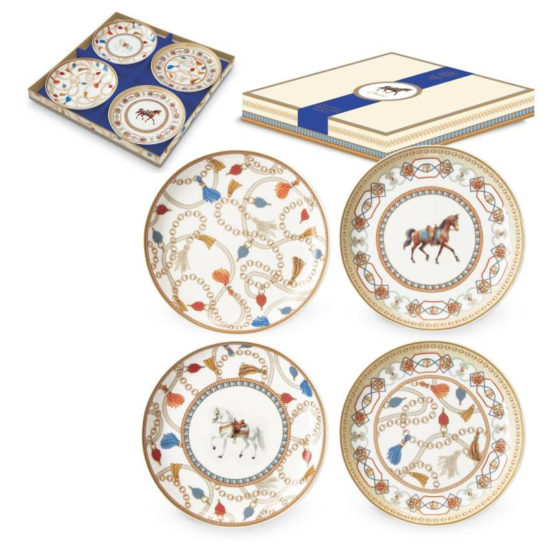 Set 4 svuota tasche Ø 10 cm in porcellana in g.b. CHEVAL