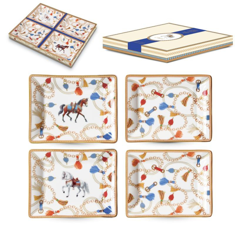 Set 4 portaanelli 9,5x7,5 cm in porc.in gift box CHEVAL