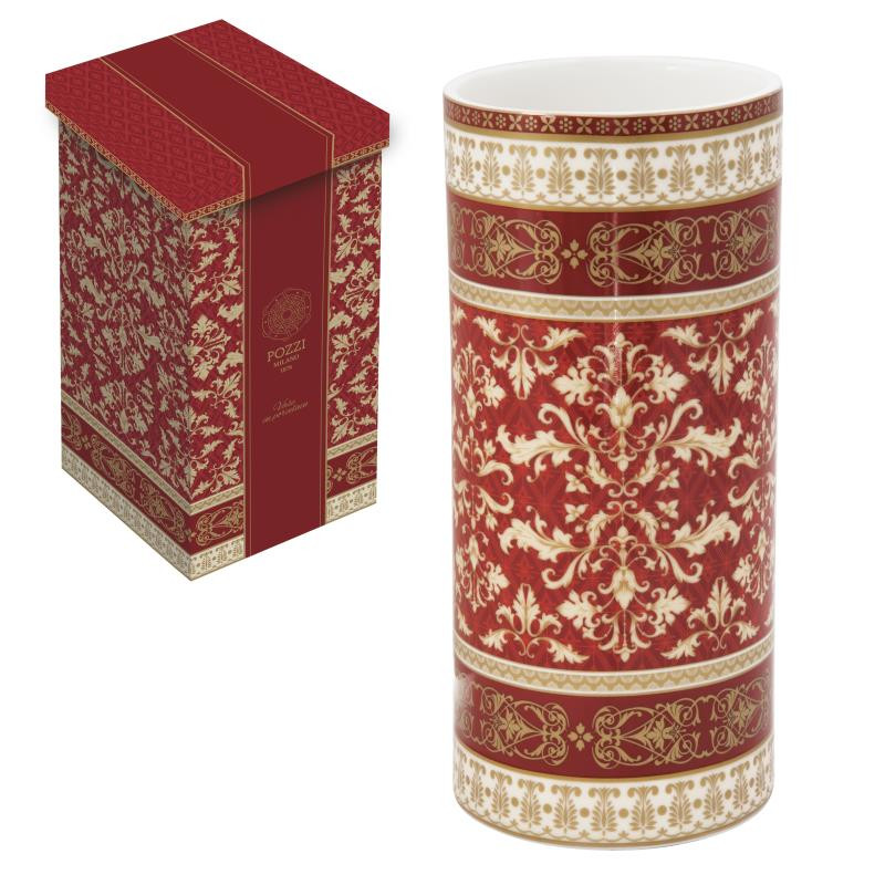 Vaso in porc.Ø 11x24 h cm in gift box BAROQUE RED