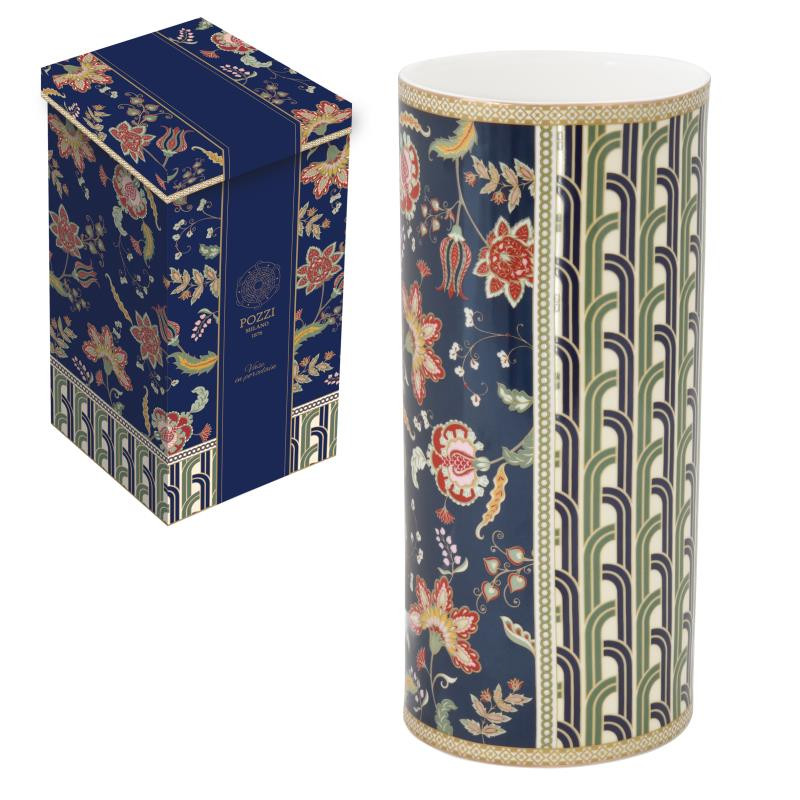 Vaso in porc.Ø 11x24 h cm in gift box PAISLEY BLUE