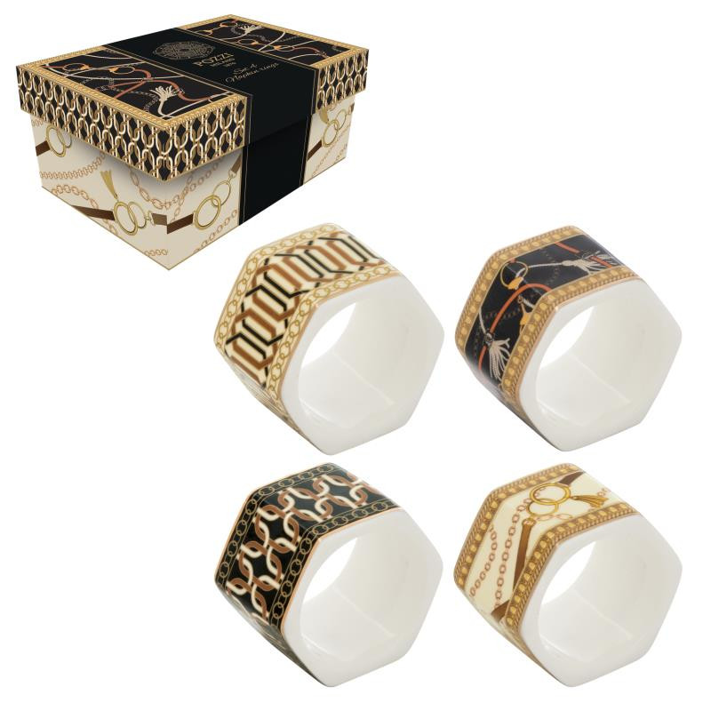 Set 4 legatovaglioli in porcellana in gift box LUXURY CHAIN