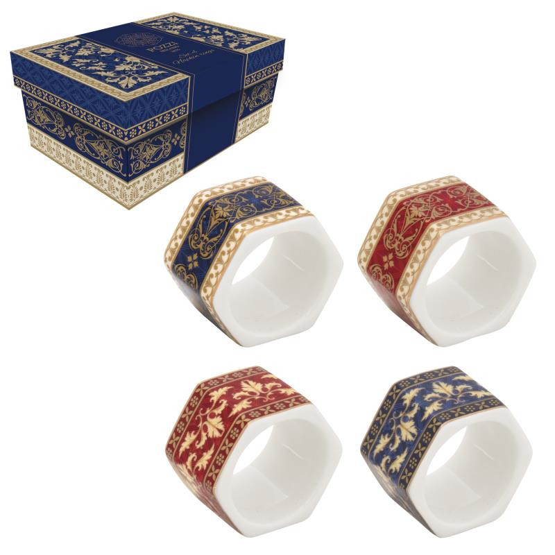 Set 4 legatovaglioli in porcellana in gift box BAROQUE