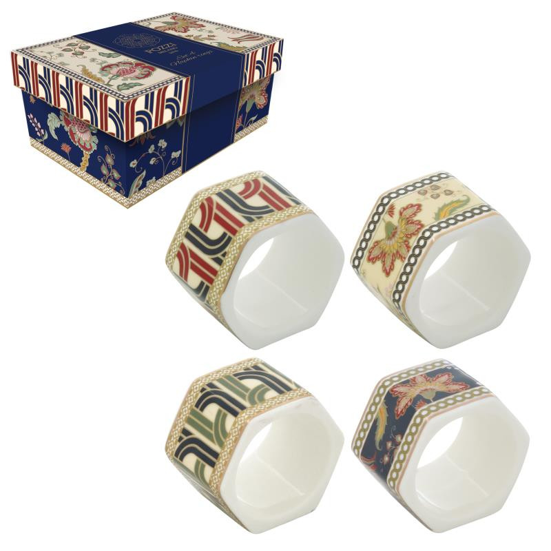 Set 4 legatovaglioli in porcellana in gift box PAISLEY