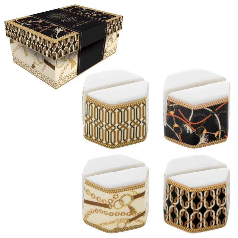 Set 4 segnaposto in porcellana in gift box LUXURY CHAIN