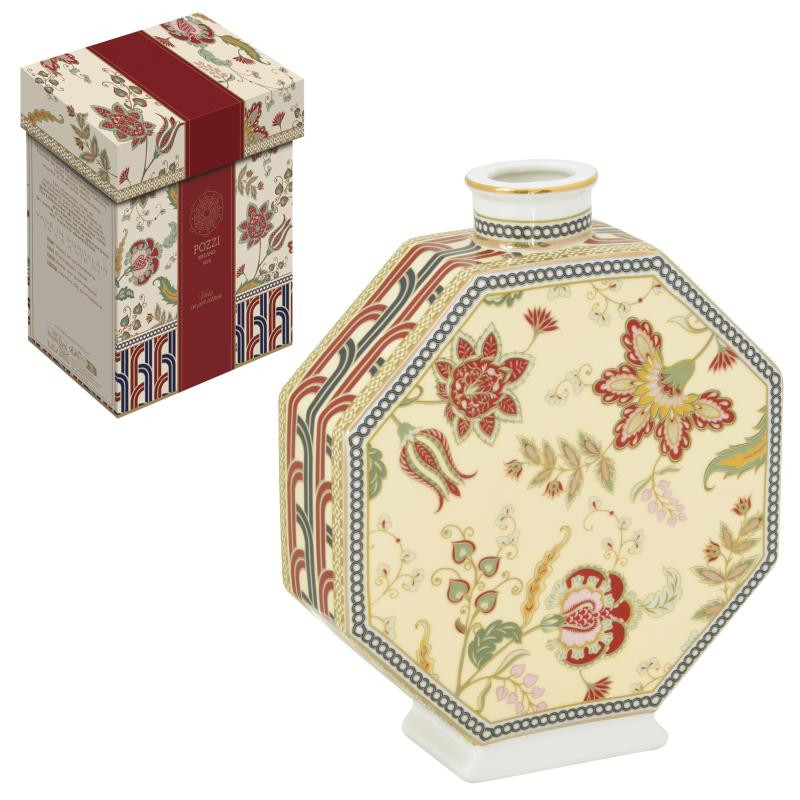 Vaso in porc.Ø 15x5x18 h cm in gift box PAISLEY BEIGE