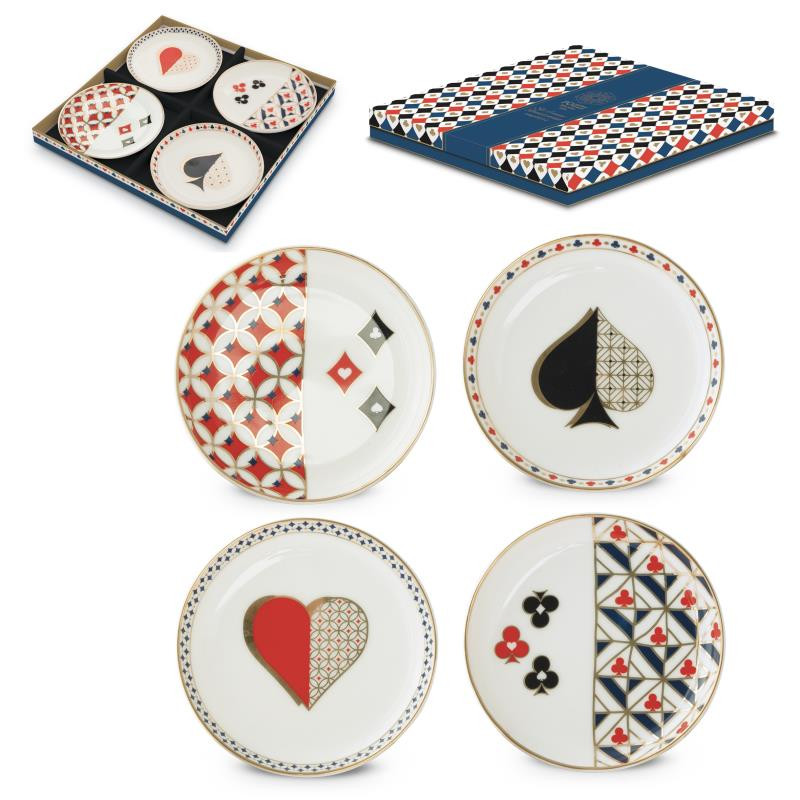 Set 4 svuota tasche Ø 10 cm in porcellana in g.b. CASINO'