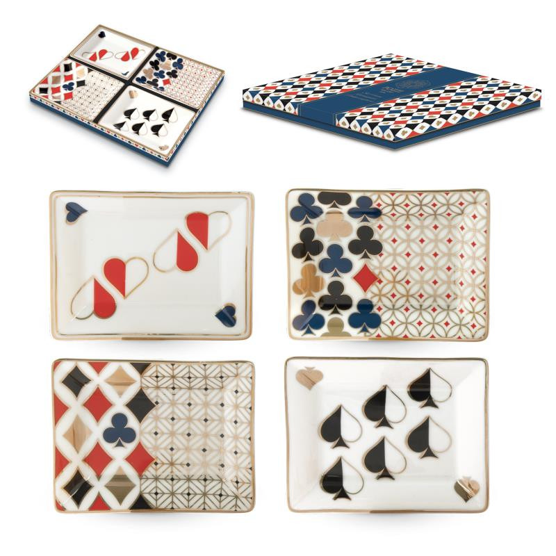 Set 4 portaanelli 9,5X7,5 cm in porc.in gift box CASINO'