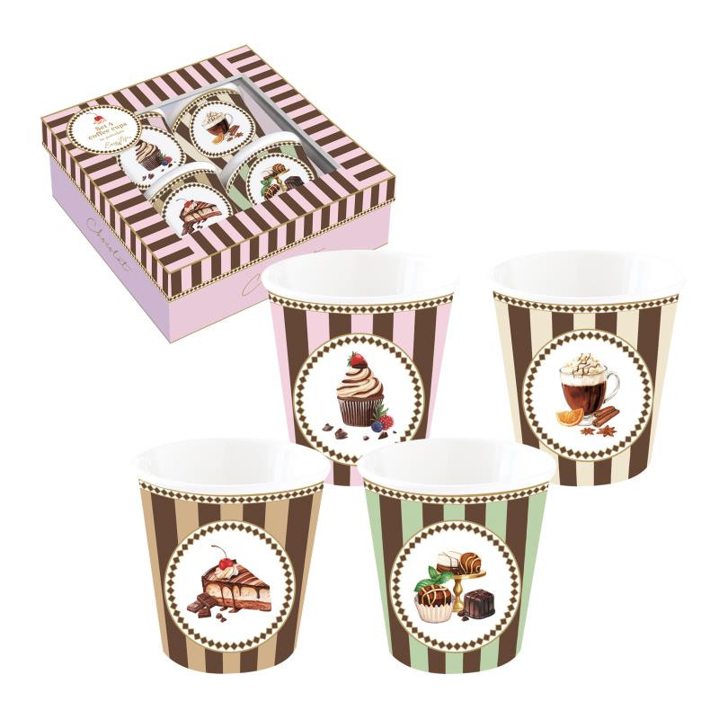 Set 4 bicchierini caffè 100 ml in porc.in gift box SWEET MOMENTS