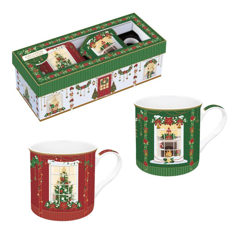 Set 2 mug 300 ml in porc.fine china in gift box FESTIVE AVENUE